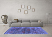 Machine Washable Abstract Blue Contemporary Rug, wshcon3008blu