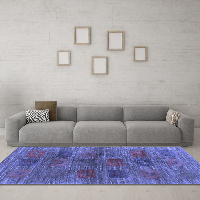 Machine Washable Abstract Blue Contemporary Rug in a Living Room, wshcon3008blu