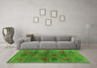 Machine Washable Abstract Green Contemporary Area Rugs in a Living Room,, wshcon3008grn