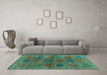 Machine Washable Abstract Turquoise Contemporary Area Rugs in a Living Room,, wshcon3008turq