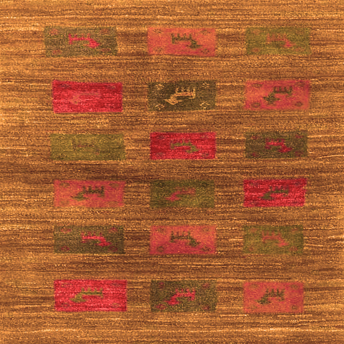 Round Machine Washable Abstract Orange Contemporary Area Rugs, wshcon3008org