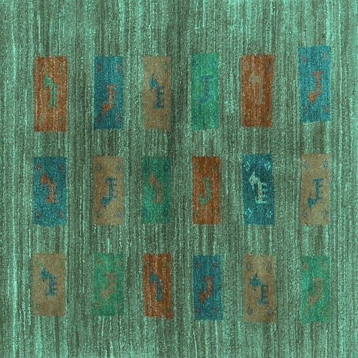 Square Abstract Turquoise Contemporary Rug, con3008turq