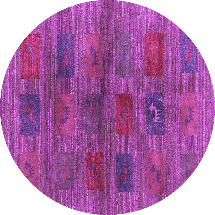 Round Machine Washable Abstract Purple Contemporary Area Rugs, wshcon3008pur