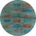 Round Machine Washable Abstract Light Blue Contemporary Rug, wshcon3008lblu