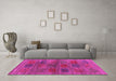 Machine Washable Abstract Pink Contemporary Rug in a Living Room, wshcon3008pnk