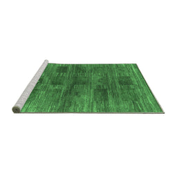 Sideview of Machine Washable Abstract Emerald Green Contemporary Area Rugs, wshcon3008emgrn