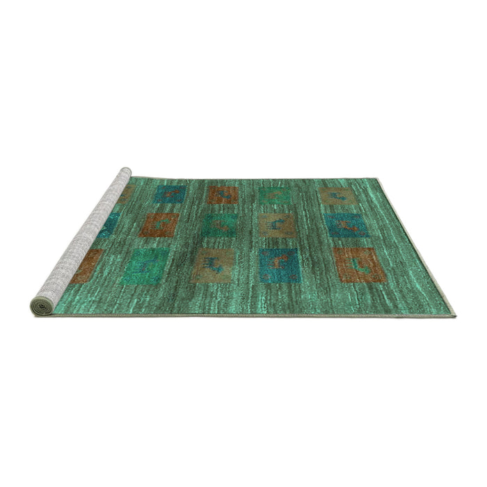 Sideview of Machine Washable Abstract Turquoise Contemporary Area Rugs, wshcon3008turq