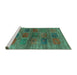 Sideview of Machine Washable Abstract Turquoise Contemporary Area Rugs, wshcon3008turq