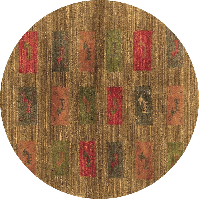 Round Abstract Brown Contemporary Rug, con3008brn