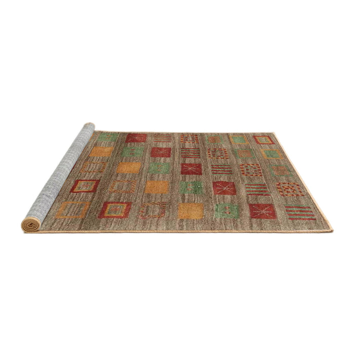 Serging Thickness of Machine Washable Contemporary Orange Brown Rug, wshcon3009