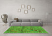 Machine Washable Abstract Green Contemporary Area Rugs in a Living Room,, wshcon3009grn