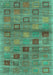 Machine Washable Abstract Turquoise Contemporary Area Rugs, wshcon3009turq