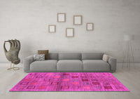 Machine Washable Abstract Pink Contemporary Rug, wshcon3009pnk