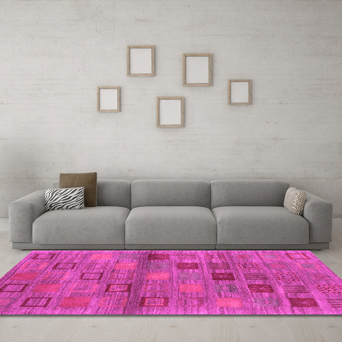 Machine Washable Abstract Pink Contemporary Rug in a Living Room, wshcon3009pnk