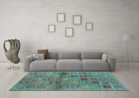 Machine Washable Abstract Light Blue Contemporary Rug, wshcon3009lblu