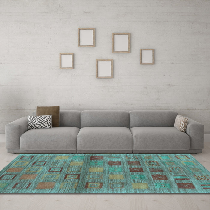 Machine Washable Abstract Light Blue Contemporary Rug in a Living Room, wshcon3009lblu
