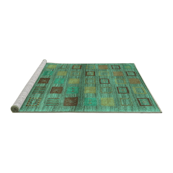 Sideview of Machine Washable Abstract Turquoise Contemporary Area Rugs, wshcon3009turq
