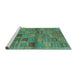 Sideview of Machine Washable Abstract Turquoise Contemporary Area Rugs, wshcon3009turq