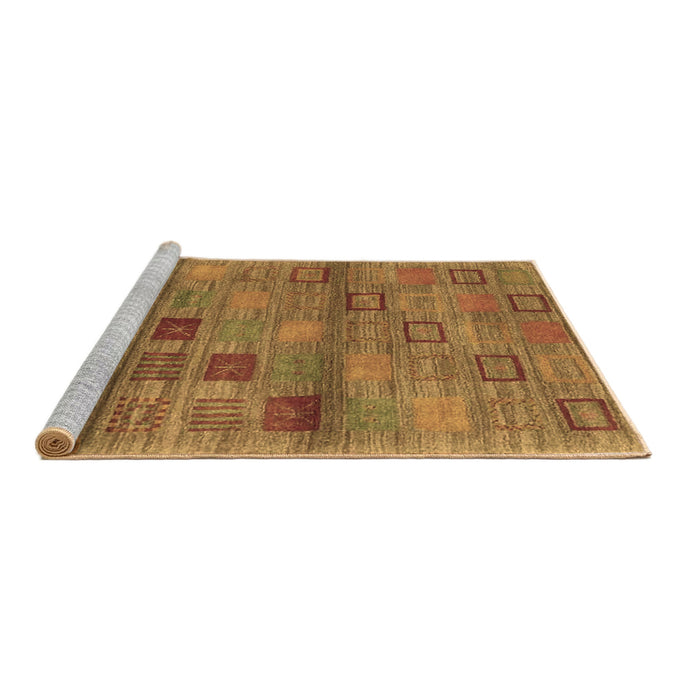 Sideview of Machine Washable Abstract Brown Contemporary Rug, wshcon3009brn
