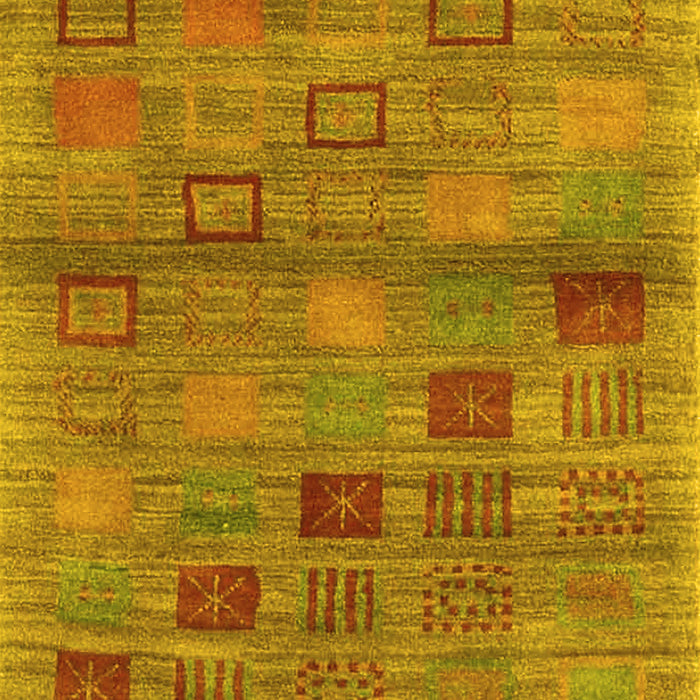 Abstract Yellow Contemporary Rug, con3009yw