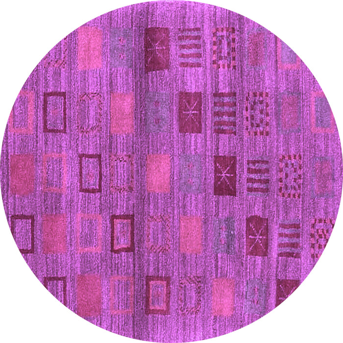 Round Abstract Purple Contemporary Rug, con3009pur