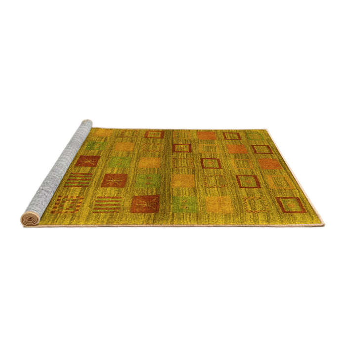 Sideview of Machine Washable Abstract Yellow Contemporary Rug, wshcon3009yw