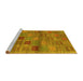 Sideview of Machine Washable Abstract Yellow Contemporary Rug, wshcon3009yw