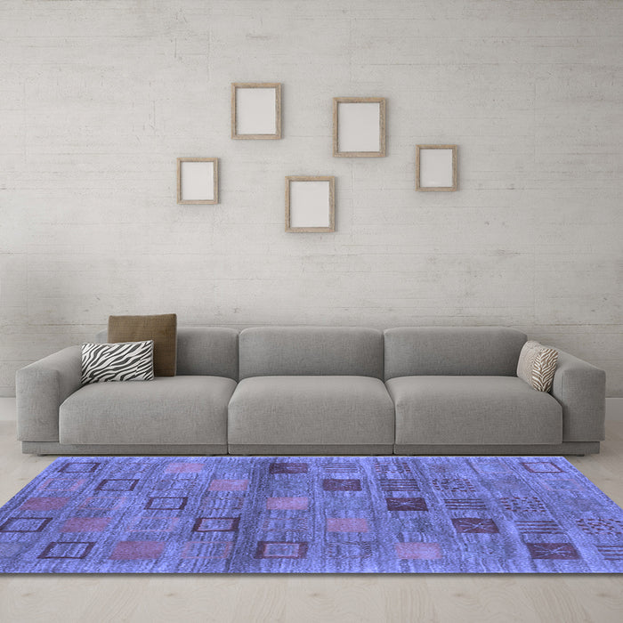 Machine Washable Abstract Blue Contemporary Rug in a Living Room, wshcon3009blu