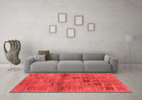 Machine Washable Abstract Red Contemporary Rug, wshcon3009red