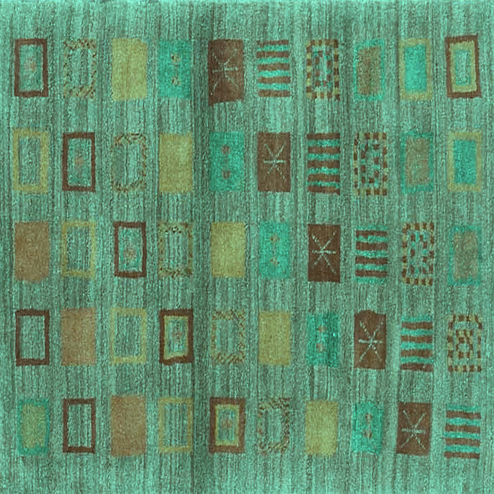 Square Machine Washable Abstract Turquoise Contemporary Area Rugs, wshcon3009turq