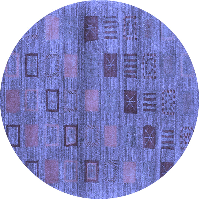 Round Abstract Blue Contemporary Rug, con3009blu