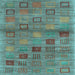 Square Machine Washable Abstract Light Blue Contemporary Rug, wshcon3009lblu