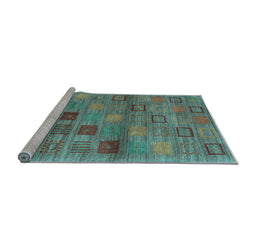 Sideview of Machine Washable Abstract Light Blue Contemporary Rug, wshcon3009lblu