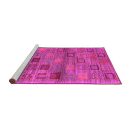Sideview of Machine Washable Abstract Pink Contemporary Rug, wshcon3009pnk