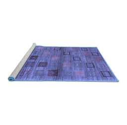 Sideview of Machine Washable Abstract Blue Contemporary Rug, wshcon3009blu