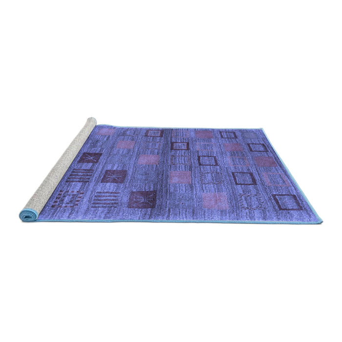 Sideview of Machine Washable Abstract Blue Contemporary Rug, wshcon3009blu