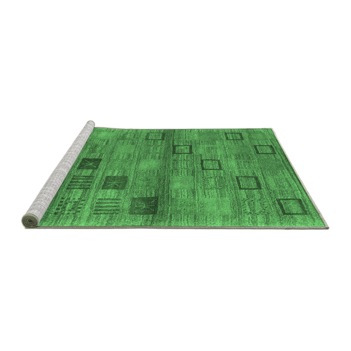 Sideview of Machine Washable Abstract Emerald Green Contemporary Area Rugs, wshcon3009emgrn