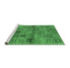 Sideview of Machine Washable Abstract Emerald Green Contemporary Area Rugs, wshcon3009emgrn