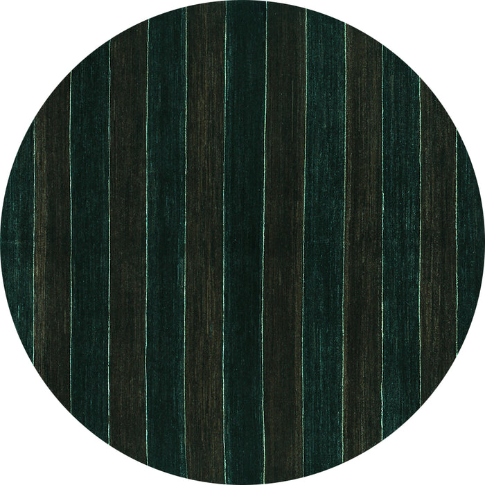 Round Machine Washable Abstract Turquoise Contemporary Area Rugs, wshcon300turq