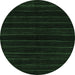 Round Machine Washable Abstract Emerald Green Contemporary Area Rugs, wshcon300emgrn