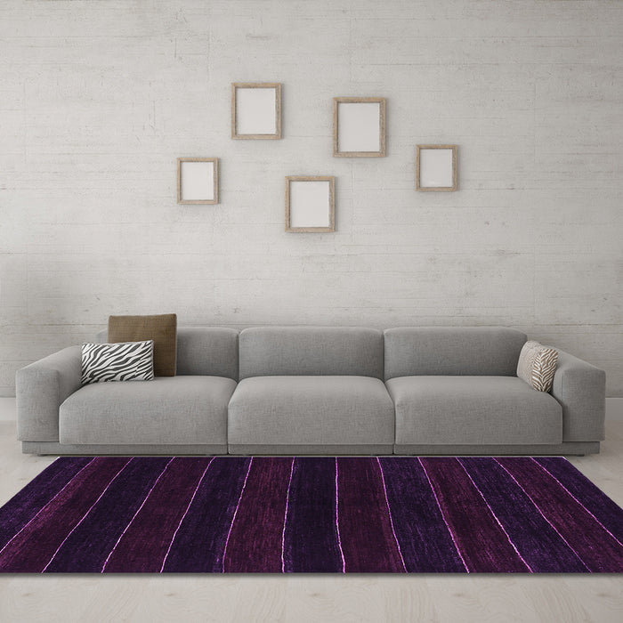 Machine Washable Abstract Purple Contemporary Area Rugs in a Living Room, wshcon300pur