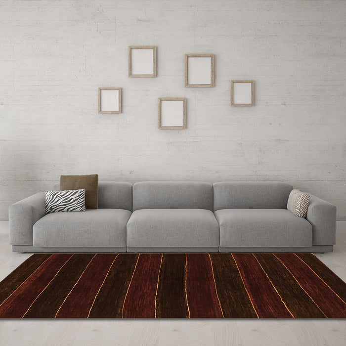 Machine Washable Abstract Orange Contemporary Area Rugs in a Living Room, wshcon300org