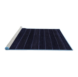 Sideview of Machine Washable Abstract Blue Contemporary Rug, wshcon300blu