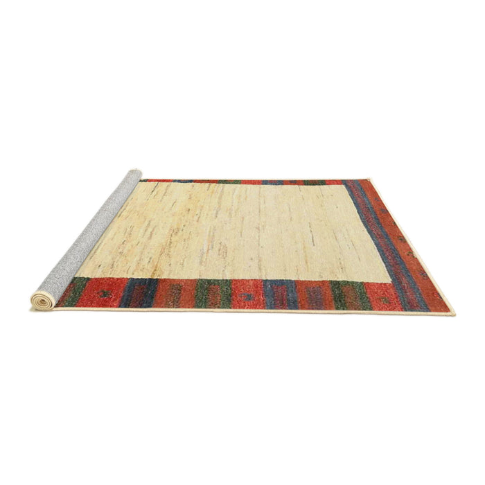 Serging Thickness of Contemporary Sun Yellow Abstract Machine Washable Rug, wshcon3010