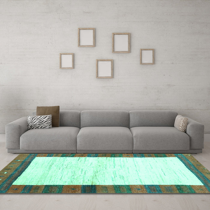 Machine Washable CON3010X Turquoise CON3010X Area Rugs in a Living Room,, wshcon3010turq