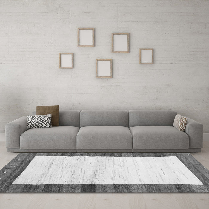 Machine Washable CON3010X Gray CON3010X Rug in a Living Room,, wshcon3010gry