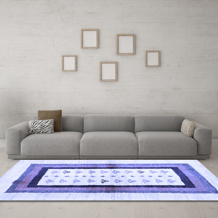 Machine Washable CON3011X Blue CON3011X Rug in a Living Room, wshcon3011blu