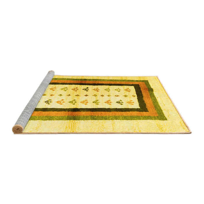 Sideview of Machine Washable CON3011X Yellow CON3011X Rug, wshcon3011yw