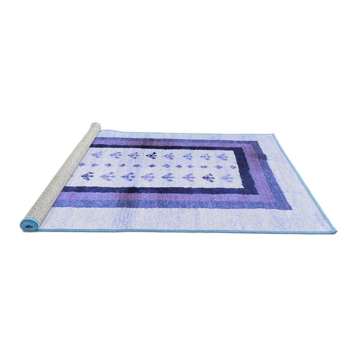 Sideview of Machine Washable CON3011X Blue CON3011X Rug, wshcon3011blu