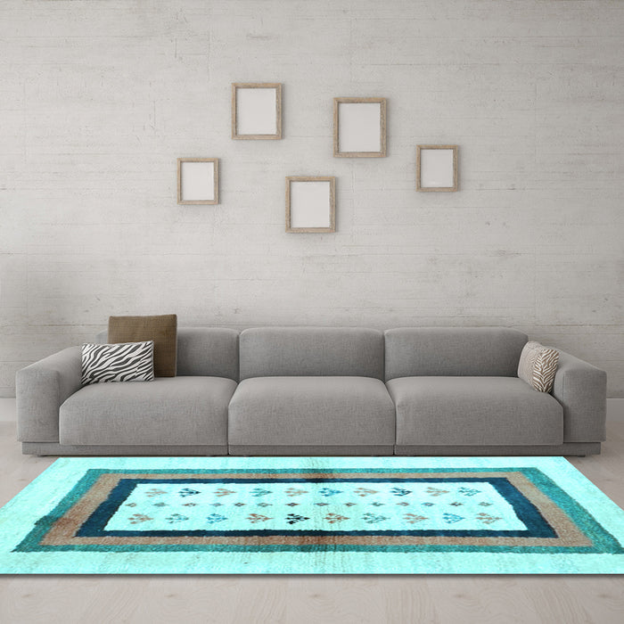 Machine Washable CON3011X Light Blue CON3011X Rug in a Living Room, wshcon3011lblu